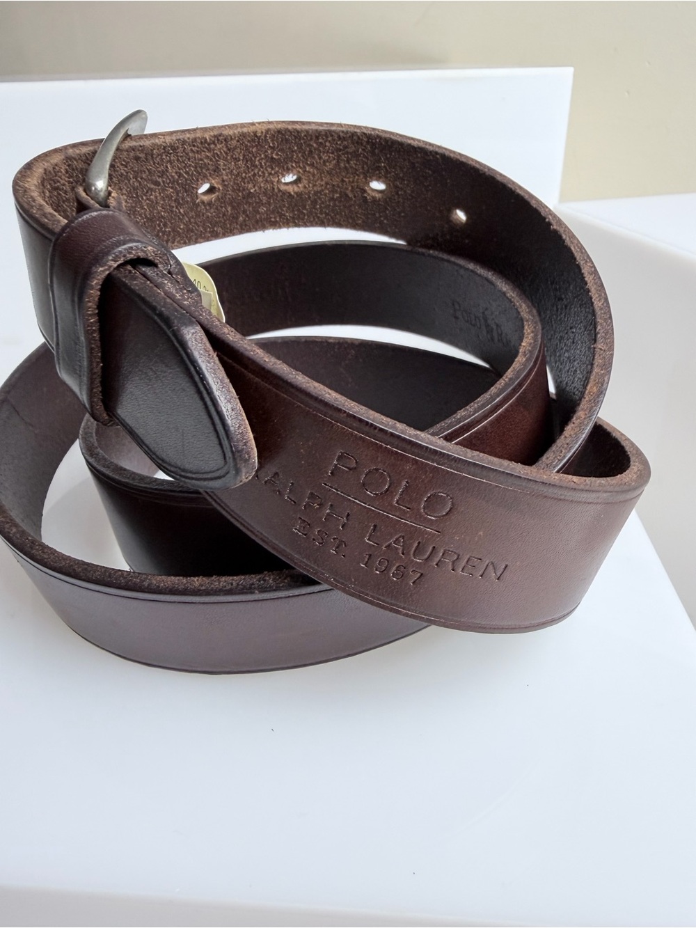 Polo Ralph Lauren Italian Saddle Leather Men’s Belt Size 40 inches in Chestnut